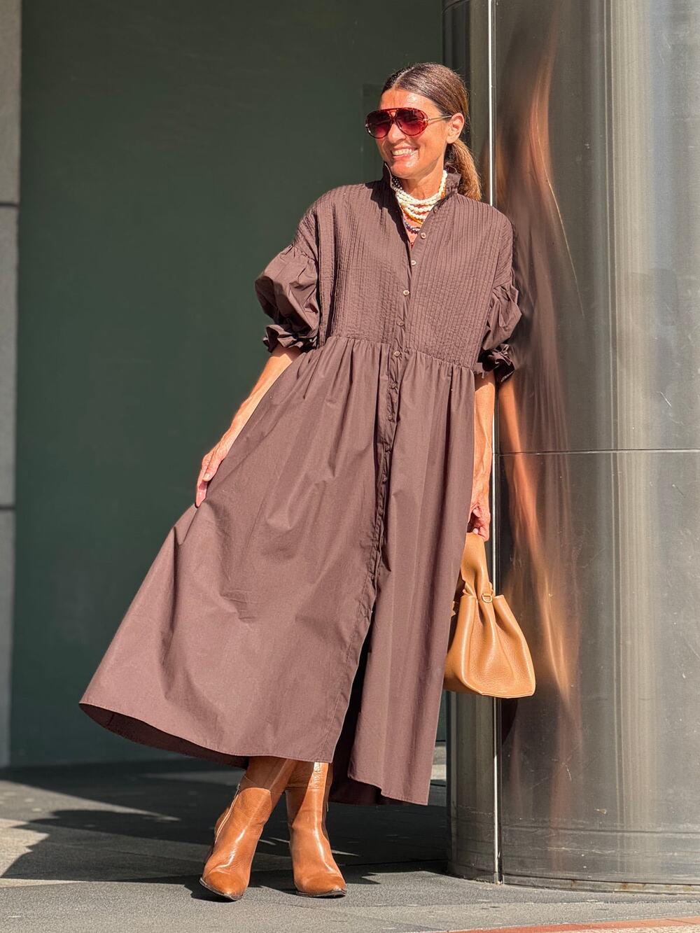 Marielle Stokkelaar Almelo NWT Dress Phoebe Brown 100% Cotton One Size Fits All